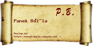 Panek Béla névjegykártya